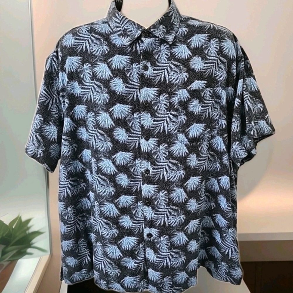 112 Nat Nast Black & BLUE relaxed Fit Casual Button Down Shirt 2XL